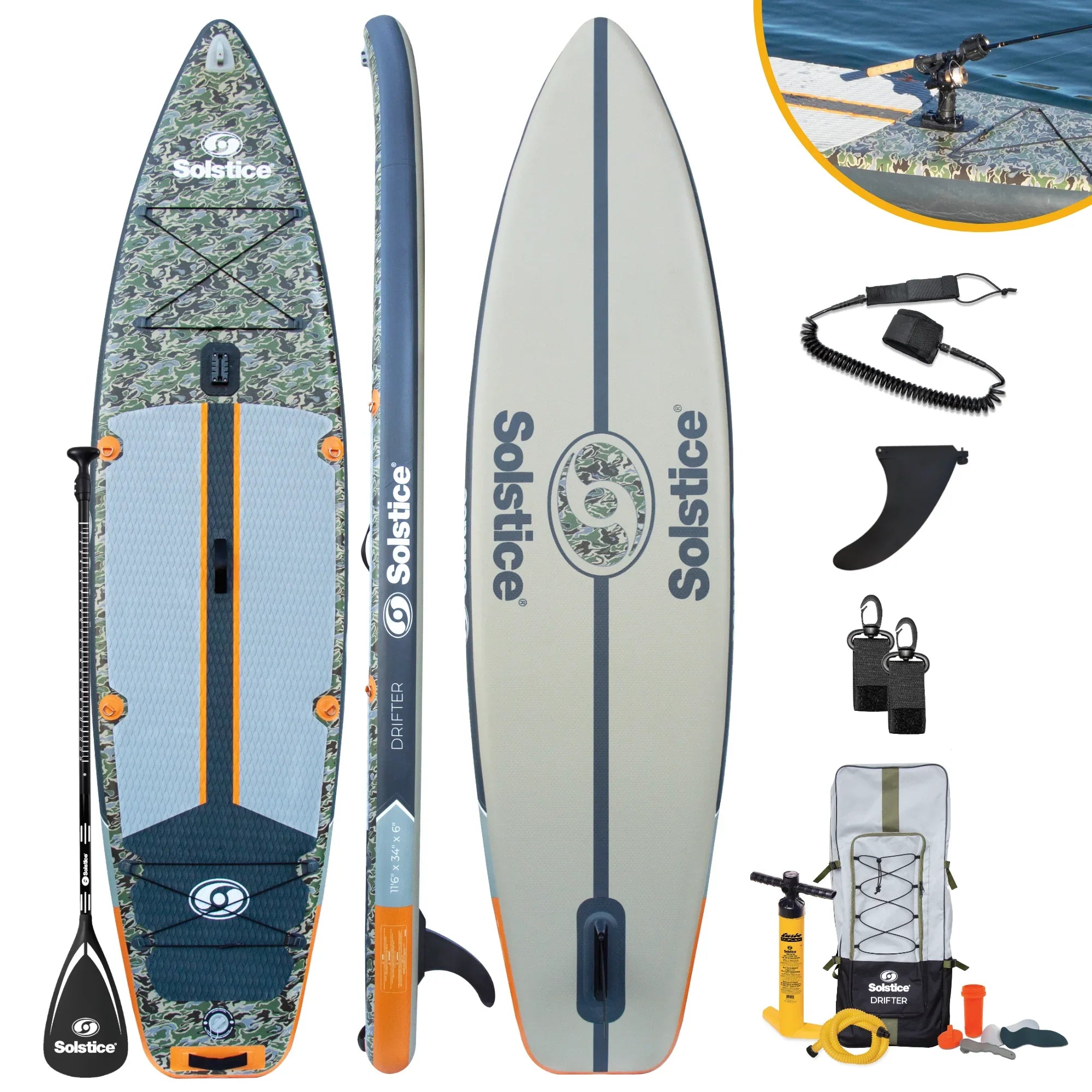 carry fishing pole on paddleboard Drifter Inflatable Fishing Paddleboard 11'6"