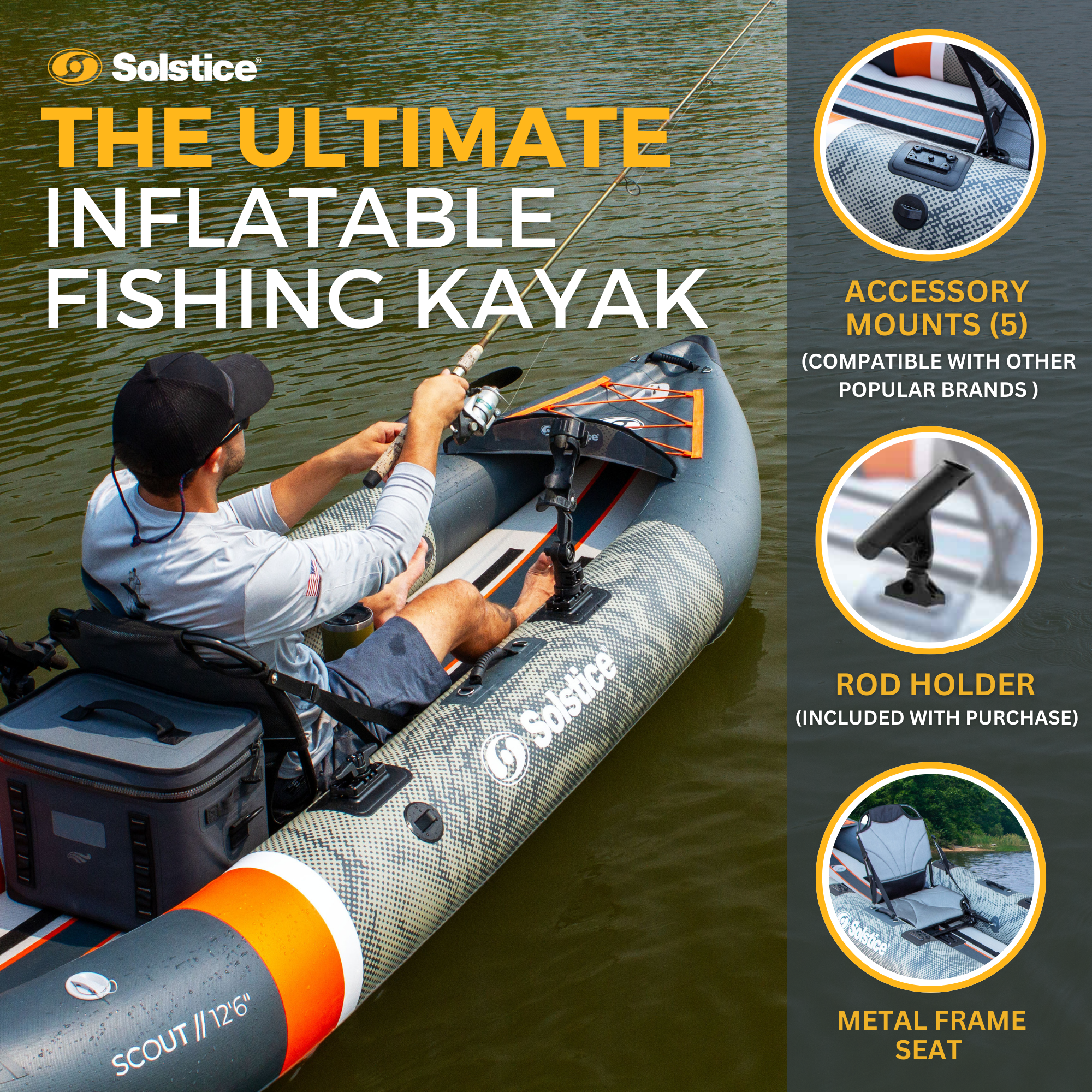 Scout Inflatable Fishing Kayak 12'6"