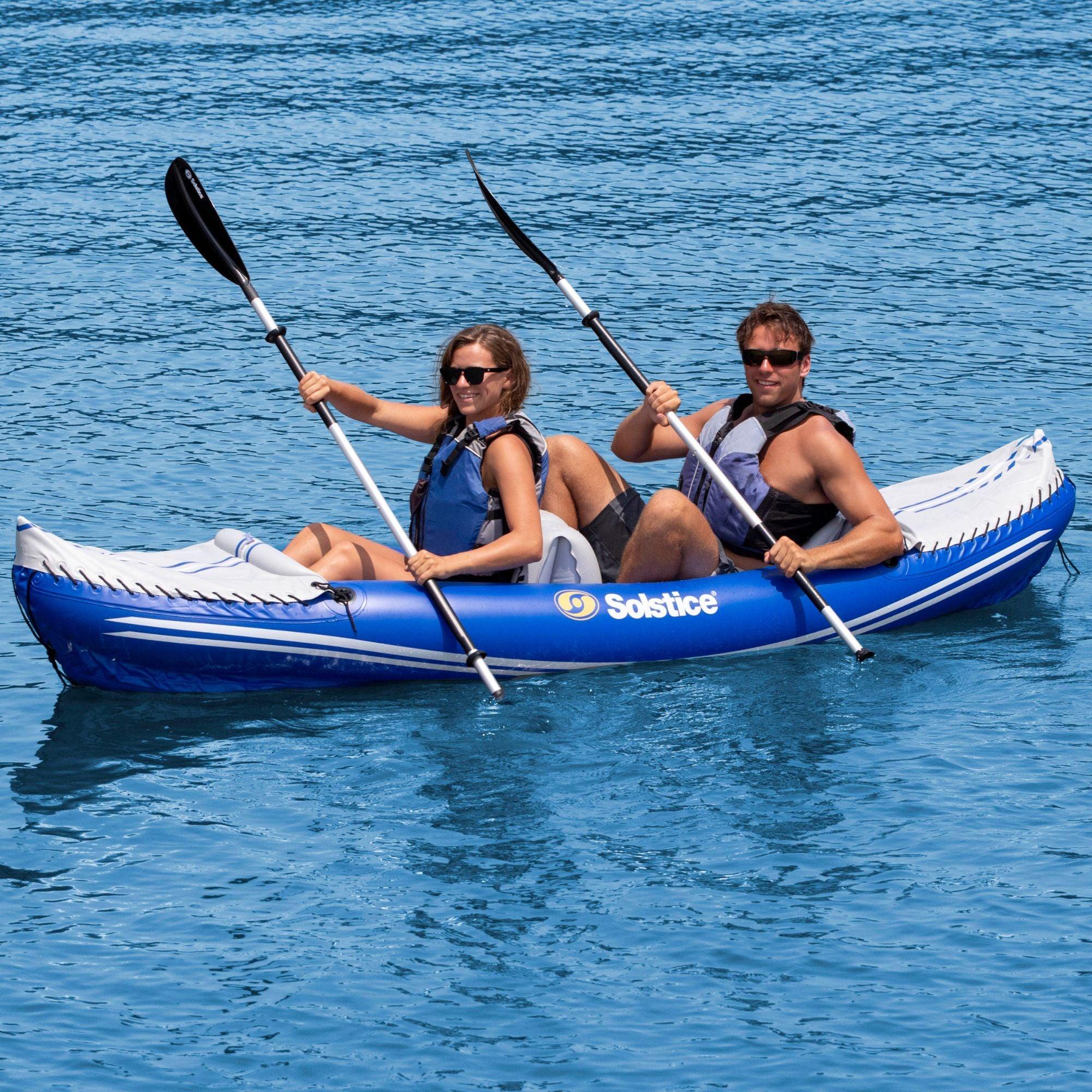 Solstice Rogue inflatable kayak from the Complete Kit shown on the water with a paddler
