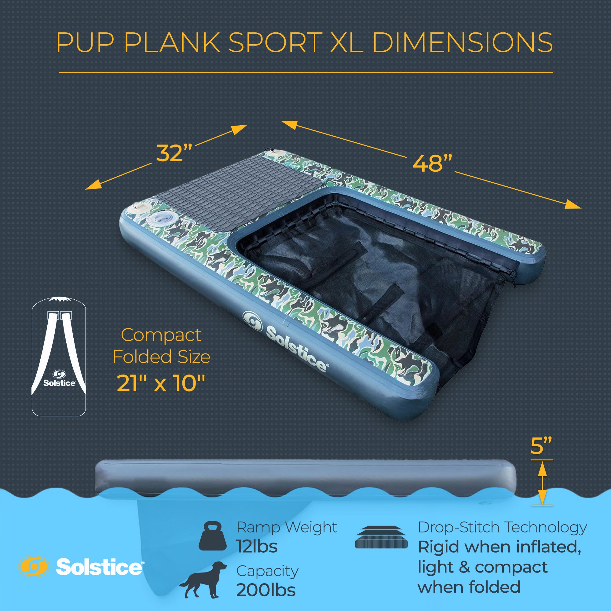 ほぼ未使用 LazyDoge TU60 Solstice Watersports | Camo Inflatable Pup Plank | XL – Light As