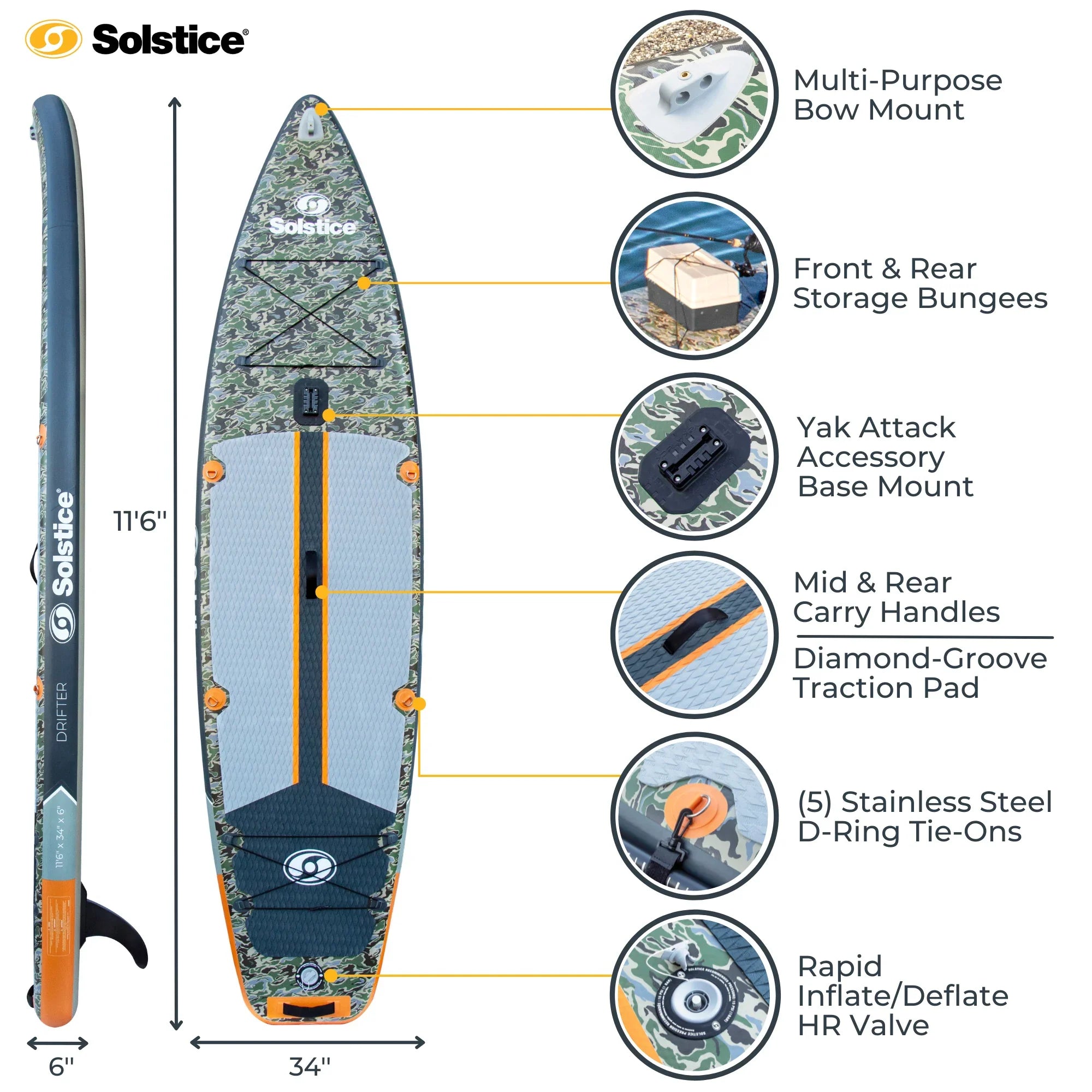 Inflatable Fishing Paddleboard 11'6