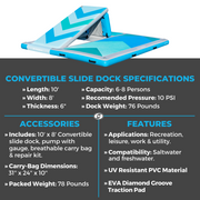 10' x 8' x 6" Inflatable Convertible Slide Dock AVAILABLE ON AMAZON